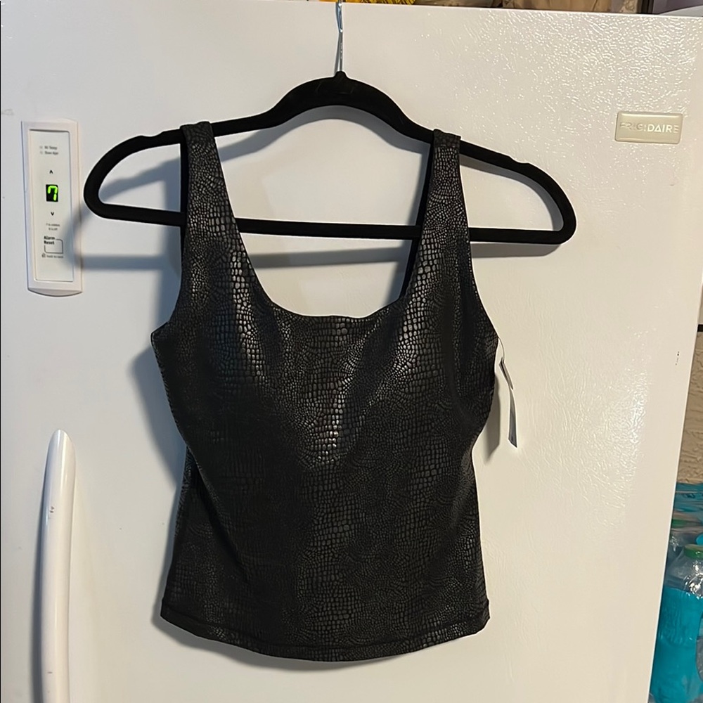 Ideology Black Croc-Textured Tank Top